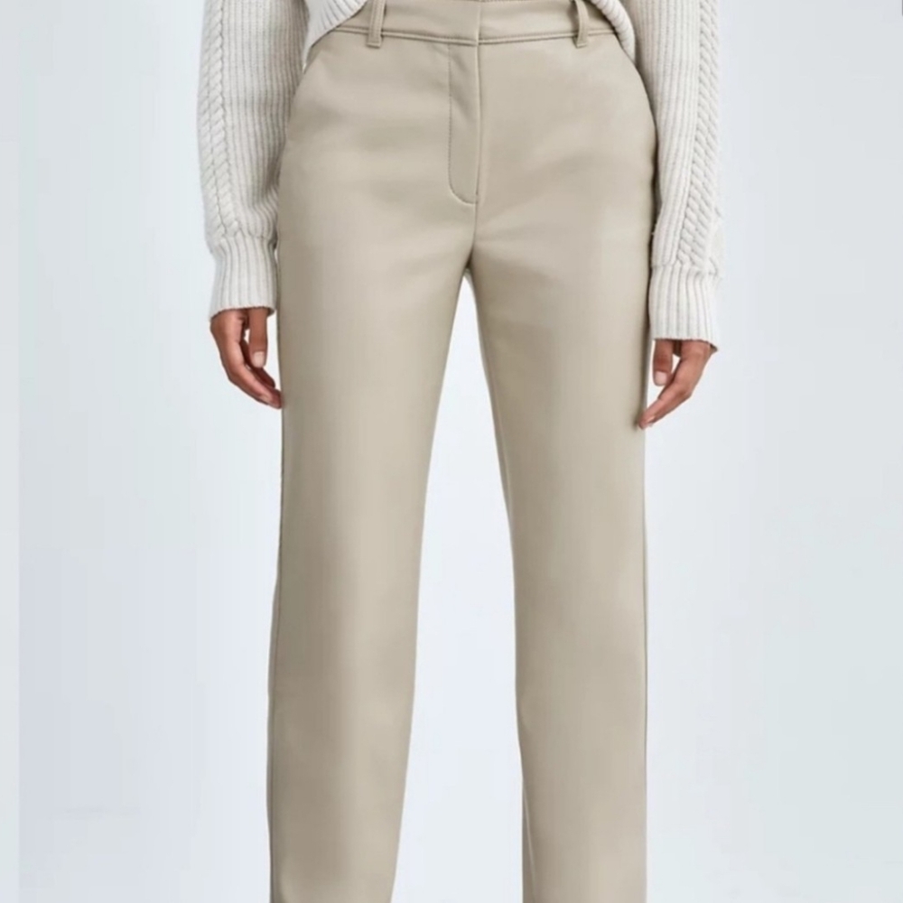 Aritzia Babaton Vegan Leather Beige Cream Pants